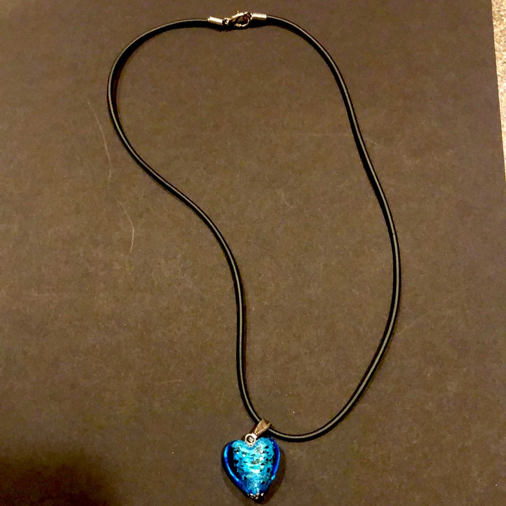 Imported from Turkey 🇹🇷. Glass heart pendant on 18” black necklace